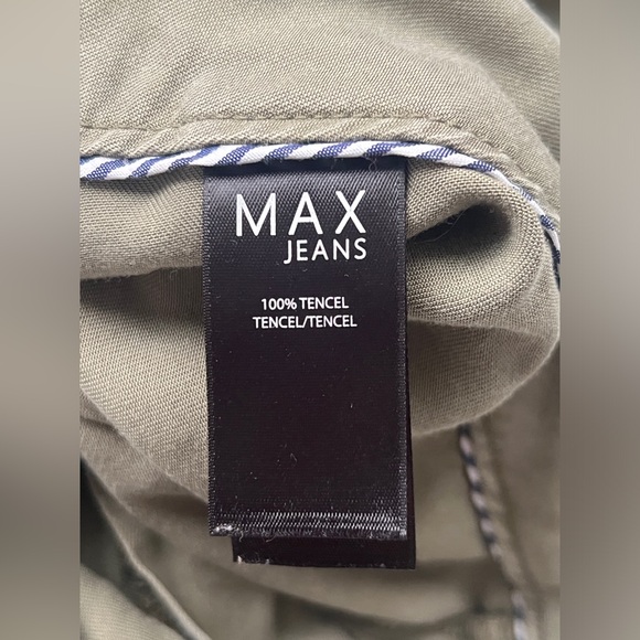 Womens Max Jeans Army Green Drawstring Soft Pant rolled up leg size 6 - Picture 8 of 8